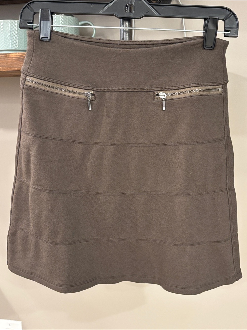 Athleta Olive Green Athletic Skirt XXS Zip Pocket Cotton Modal Athleisure